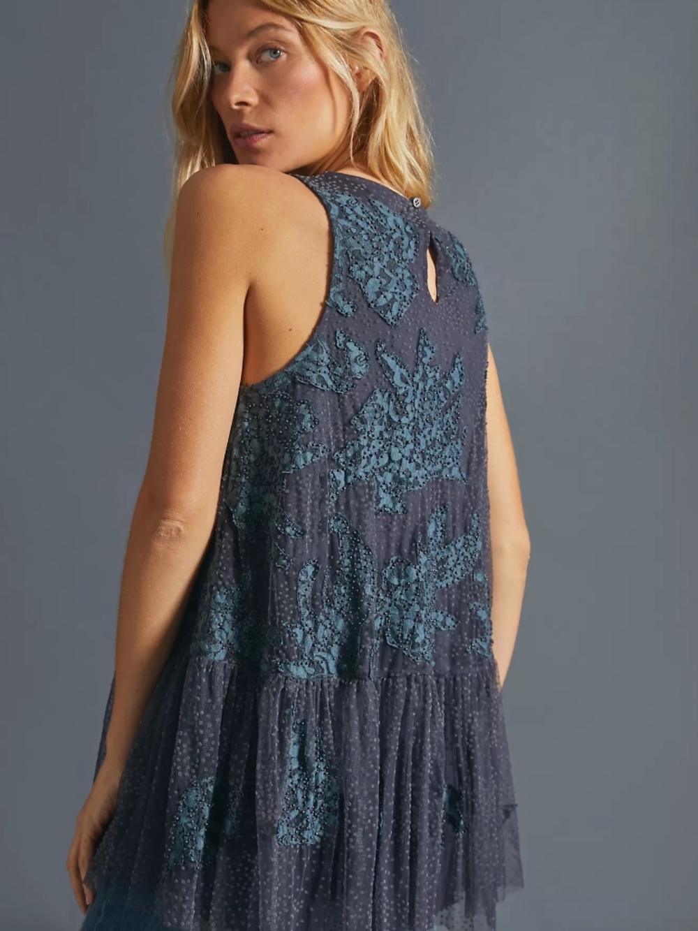 Anthropologie Neomia Applique Lace Tunic Blouse
